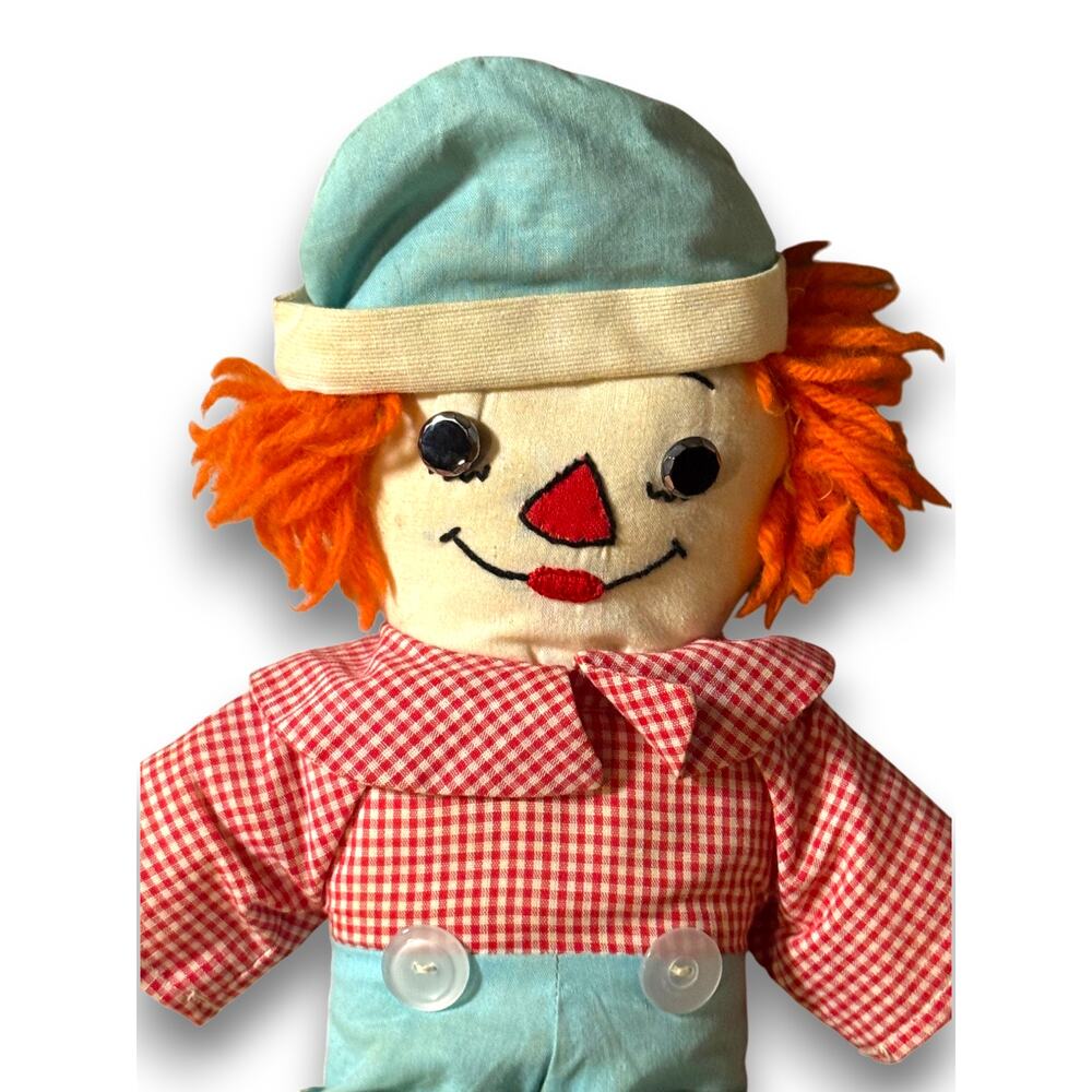 Vintage Reversible Raggedy Andy Awake Asleep Rag Doll 16 Inch Handmade Style - Picture 2 of 6
